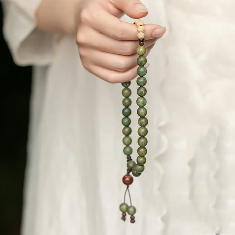 Bracelet de paix positive en bois de santal vert