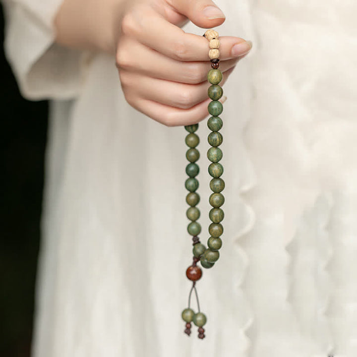 Bracelet de paix positive en bois de santal vert