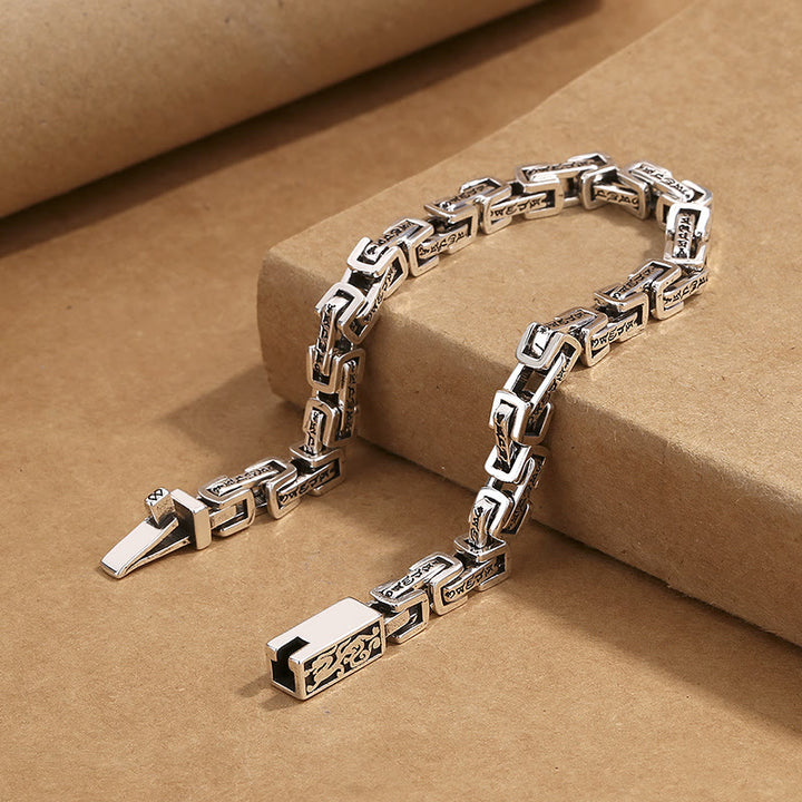 Bracelet porte-bonheur en cuivre gravé Buddha Stones et dragon Om Mani Padme Hum