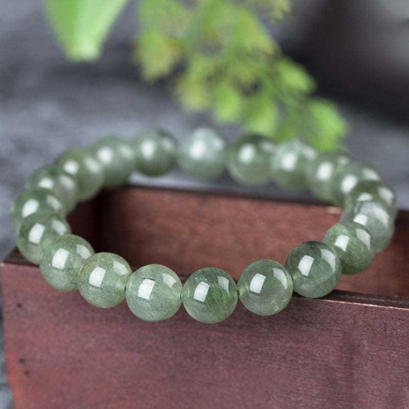 Bracelet de bénédiction et de richesse en cristal vert naturel Buddha Stones