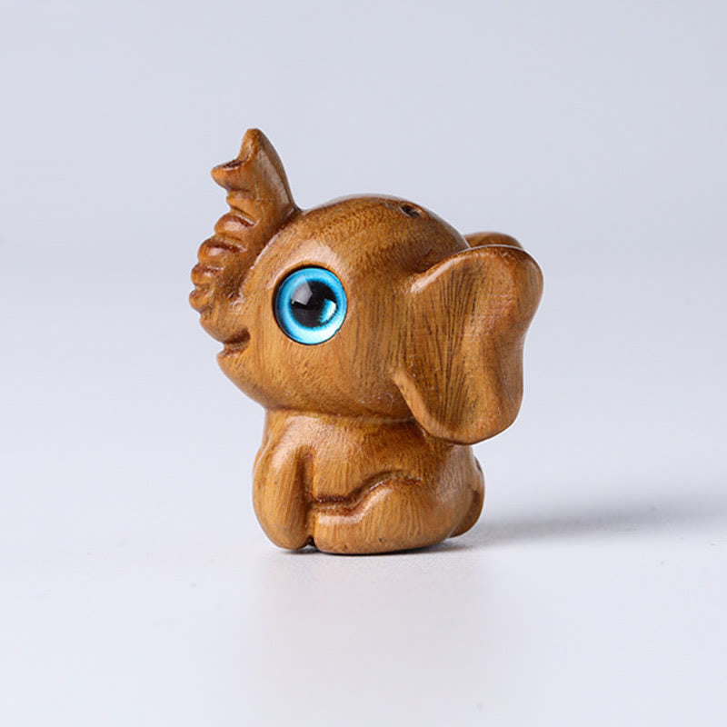 Buddha Stones Bois de santal Petite feuille Bois de santal rouge Bois de santal vert Mini éléphant porte-bonheur sculpté Décoration de protection
