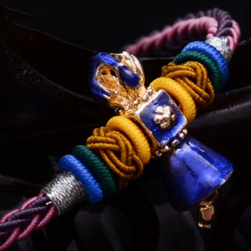 Bracelet tibétain fait main en corde Dorje Vajra à huit fils