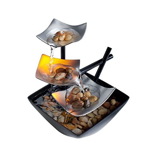 Buddha Stones , ornements de table en forme de lotus avec roches de rivière, décoration de bureau - Argent - Norme AU - image 0