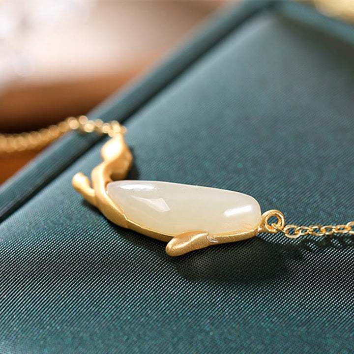 Collier pendentif porte-bonheur en argent sterling 925 et jade blanc avec Buddha Stones