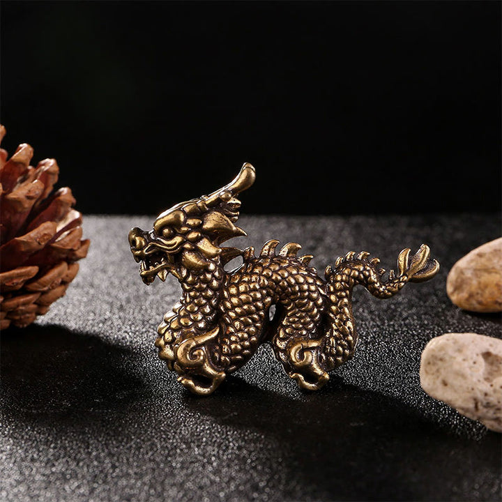 Buddha Stones Année du Dragon Petit Dragon en Laiton de Bon Augure Chance Succès Décoration de la Maison