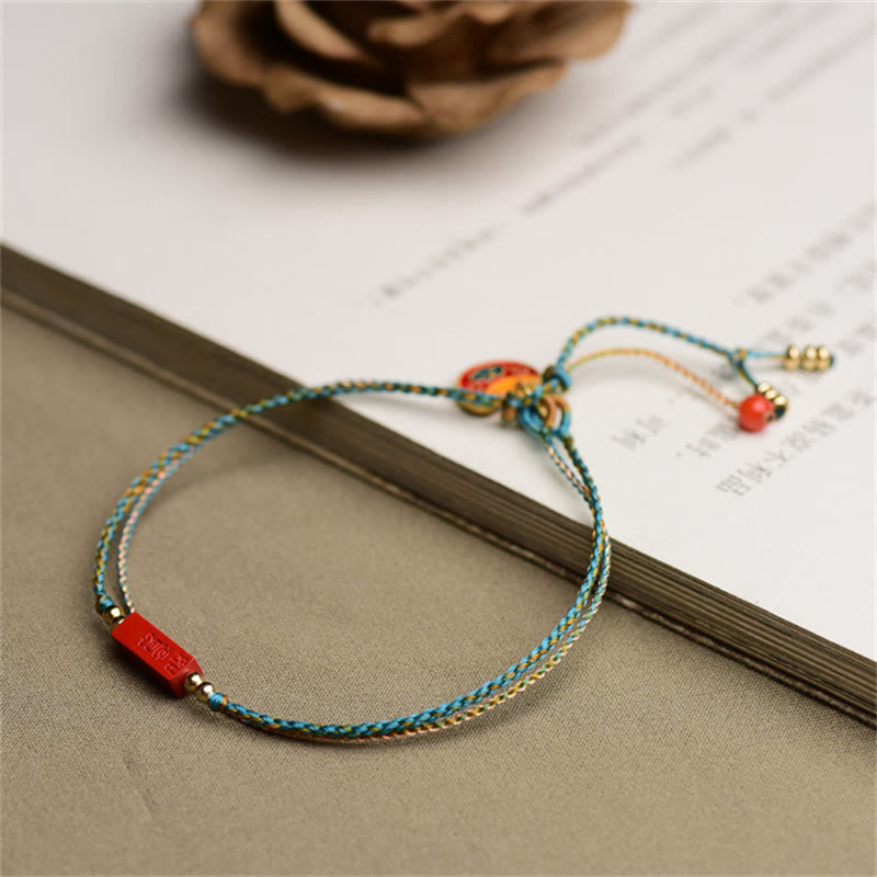 Bracelet tressé double couche fait main en cinabre avec Buddha Stones