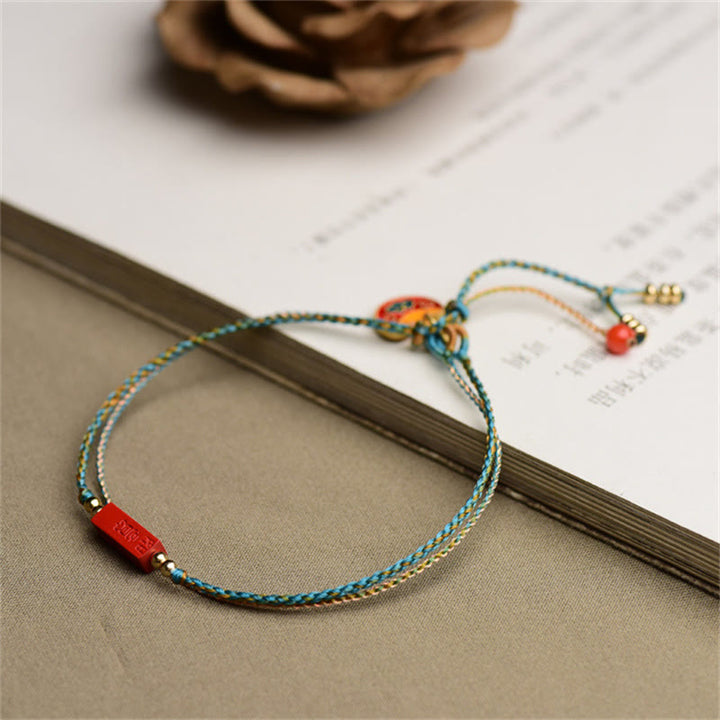 Bracelet tressé double couche fait main en cinabre avec Buddha Stones