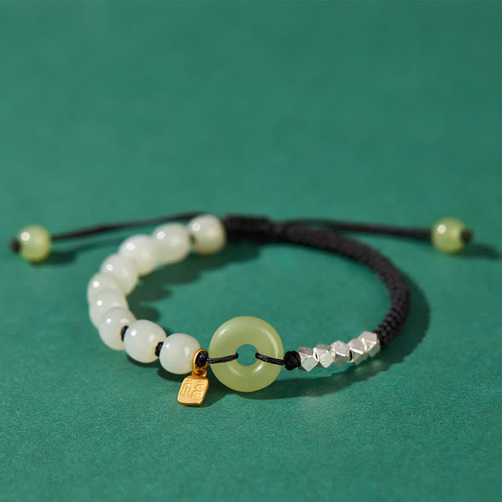 Bracelet porte-bonheur en perles de jade Hetian en argent sterling 925 Buddha Stones