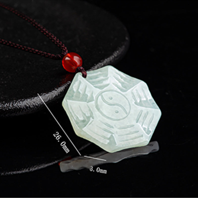 Pendentif collier porte-bonheur en Jade naturel Bagua Yin Yang - image 8