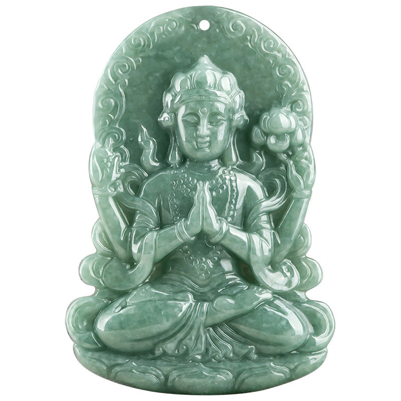 Collier de bénédiction en jade naturel à quatre bras Avalokitesvara - image 10