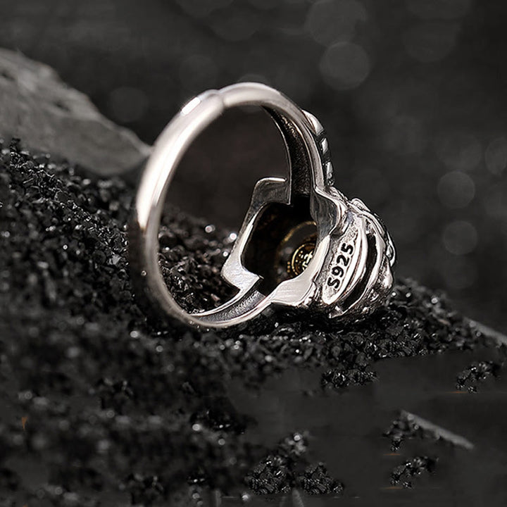 Bague ajustable en argent sterling 925 avec pièce de cuivre PiXiu et pierres de Buddha Stones - image 3