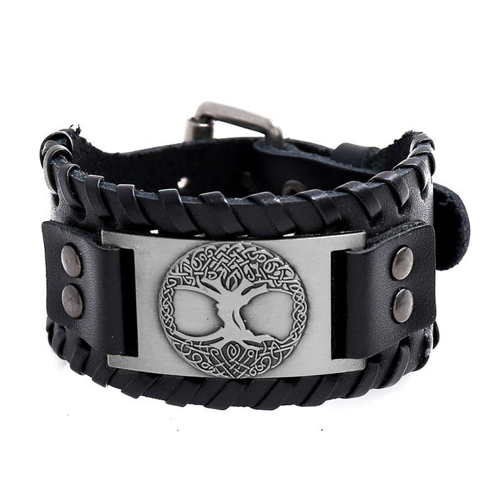 Bracelet en cuir avec Buddha Stones et arbre de vie porte-bonheur