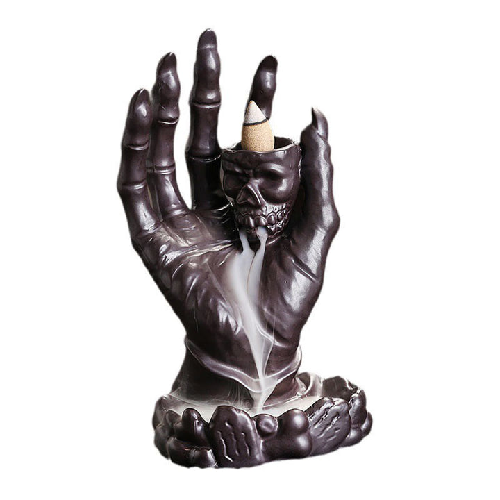 Buddha Stones Halloween Fantôme Main Tête de Mort Céramique Paix Guérison Brûleur D'encens Décoration