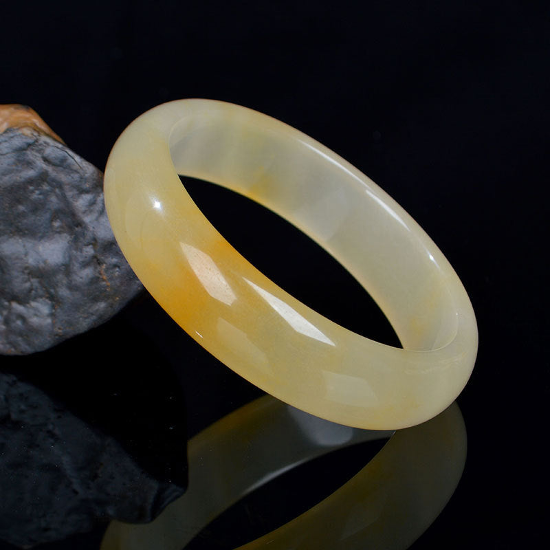 Bracelet jonc en jade de soie doré naturel pour la chance et la richesse - 62 mm - image 0