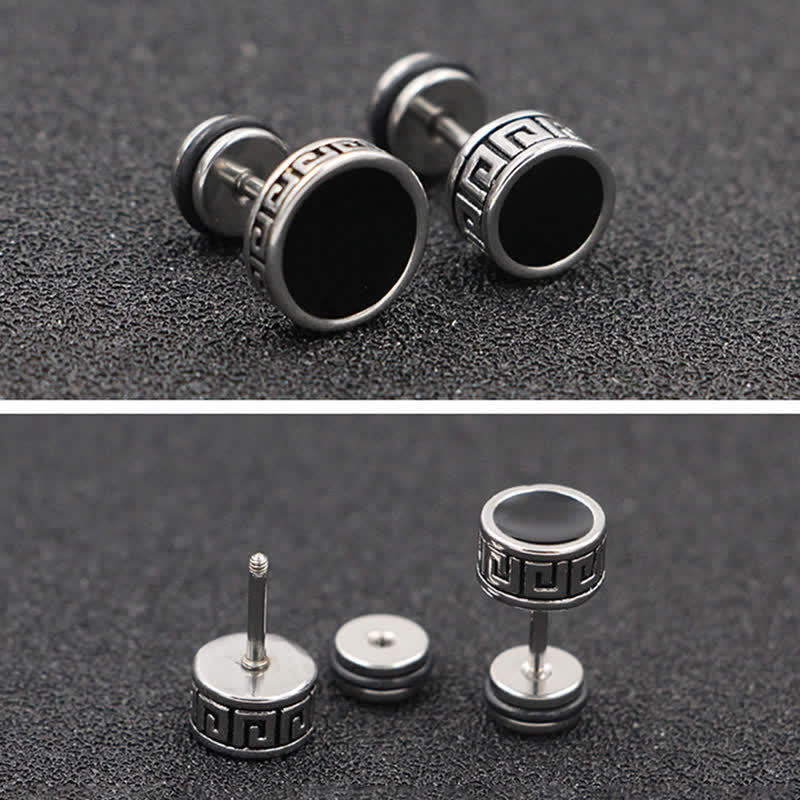 Boucles d'oreilles à tige rondes en acier titane pour hommes cool Buddha Stones - image 3
