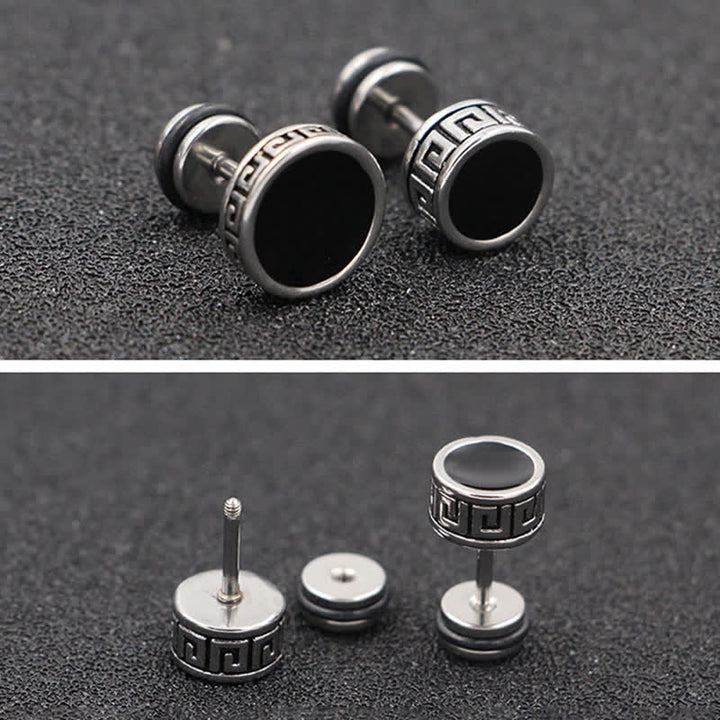Boucles d'oreilles à tige rondes en acier titane pour hommes cool Buddha Stones - image 3