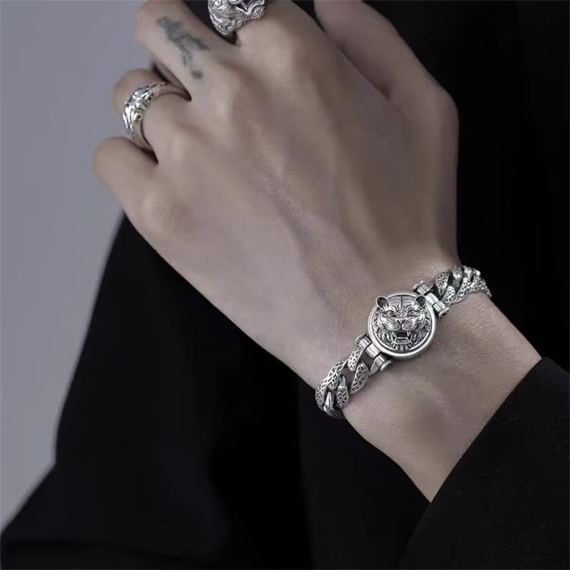 Bracelet énergétique porte-bonheur gravé avec motif floral de la dynastie Tang et Buddha Stones