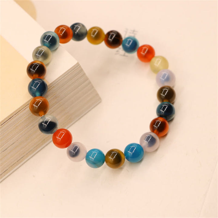 Bracelet de perles de guérison en agate bonbon colorée