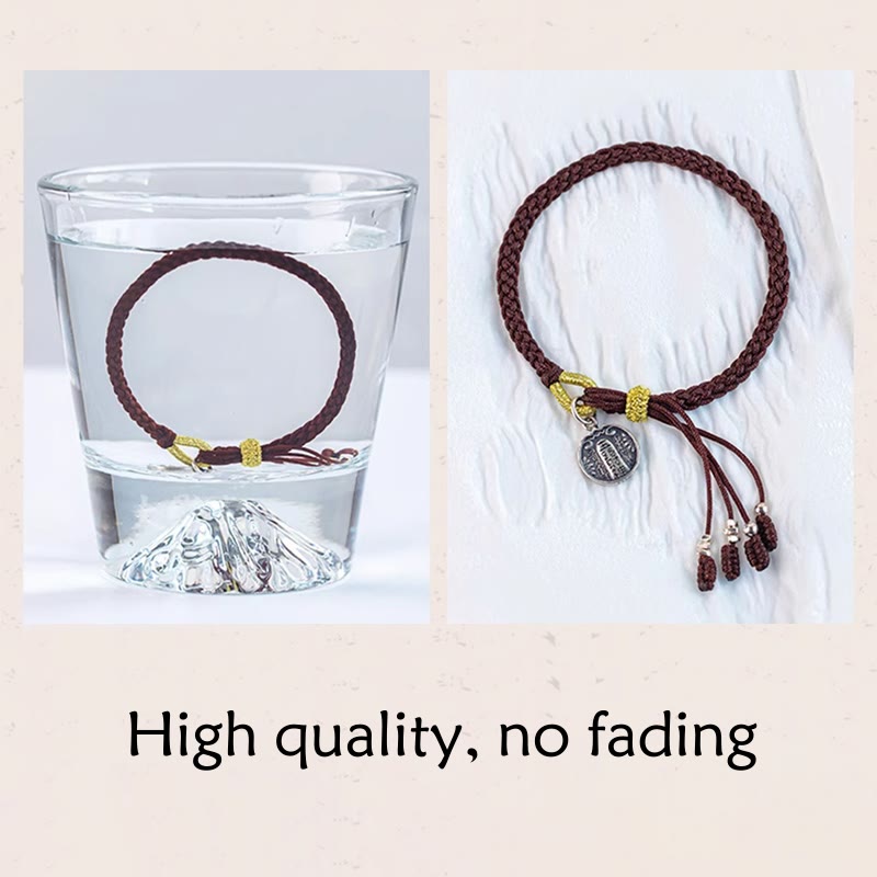 Bracelet tressé en argent sterling 925 fait à la main avec Buddha Stones, protection des cinq directions, dieux de la richesse, de la chance