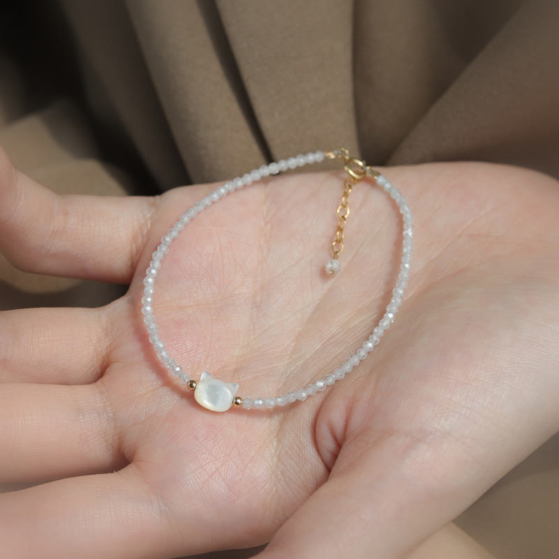 Bracelet de guérison en pierre tridacna avec spinelle noire et cristal blanc plaqué or 14 carats de Buddha Stones - image 12