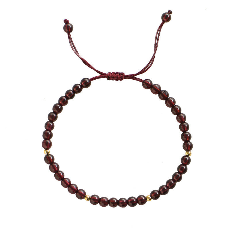 Bracelet de stabilité en perles dorées et grenat naturel avec Buddha Stones