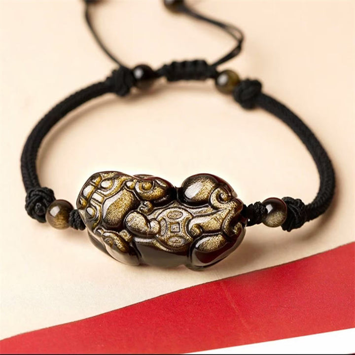 Bracelet de richesse en obsidienne naturelle, améthyste, citrine, PiXiu Cooper