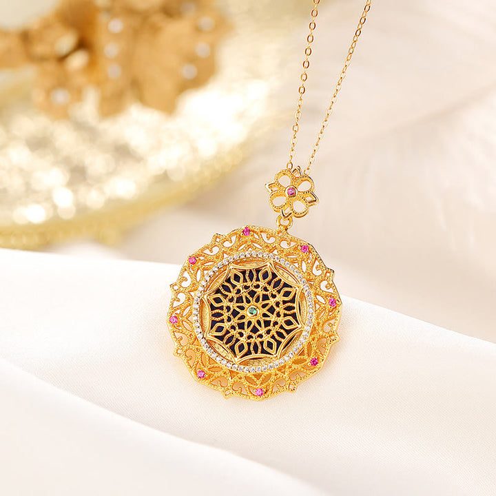 Collier pendentif positif en lazurite plaqué or en argent sterling 925 Buddha Stones