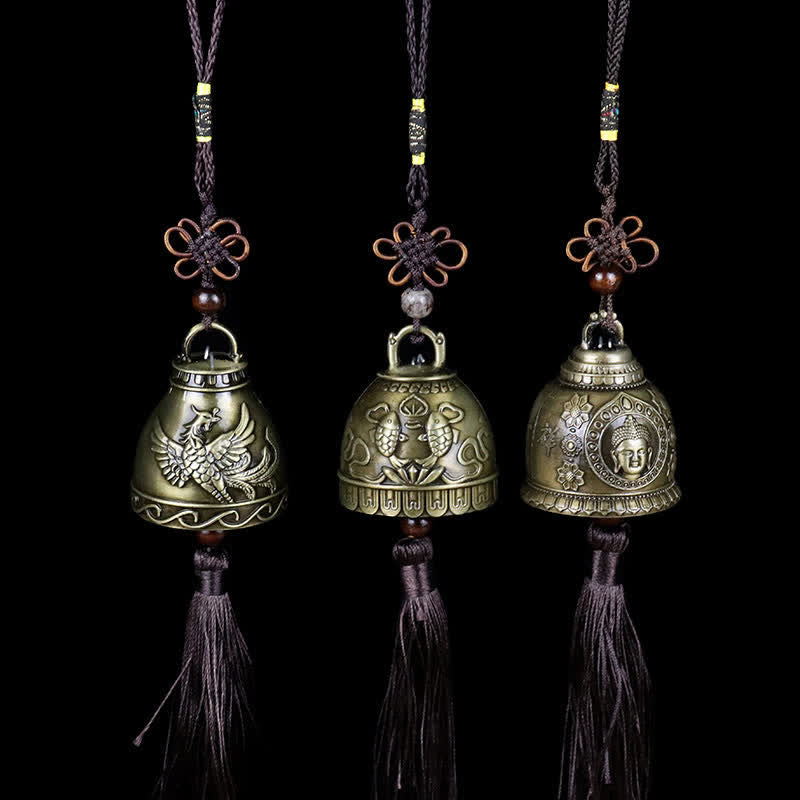 Buddha Stones Feng Shui Bouddha Koi Poisson Phénix Carillon à vent Cloche Chance Décoration murale à suspendre - image 1