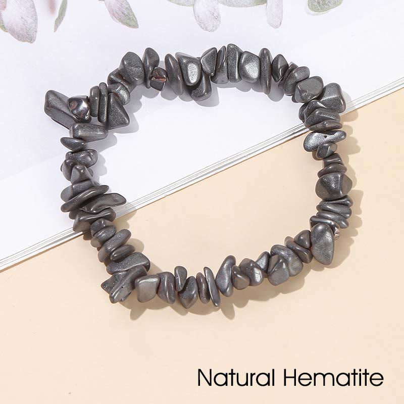 Bracelet apaisant et chaleureux en pierre de cristal de forme irrégulière naturelle - Hématite naturelle (Tour de poignet : 15-18 cm) - image 54