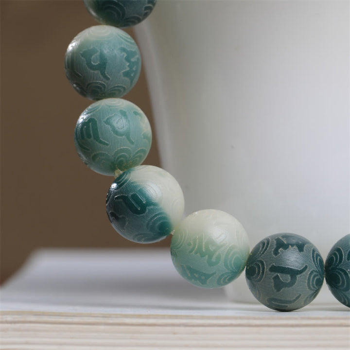 Bracelet gravé en Buddha Stones graines de Bodhi Om Mani Padme Hum pour éloigner les mauvais esprits