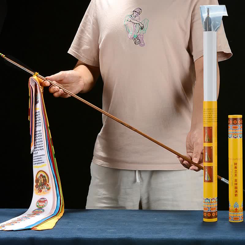 Drapeau de prière tibétain à huit symboles de bon augure - image 2