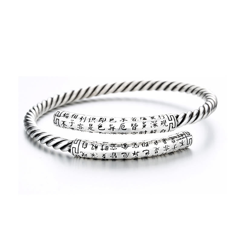 Bracelet d'équilibre à motif torsadé Buddha Stones et cœur rétro Sutra