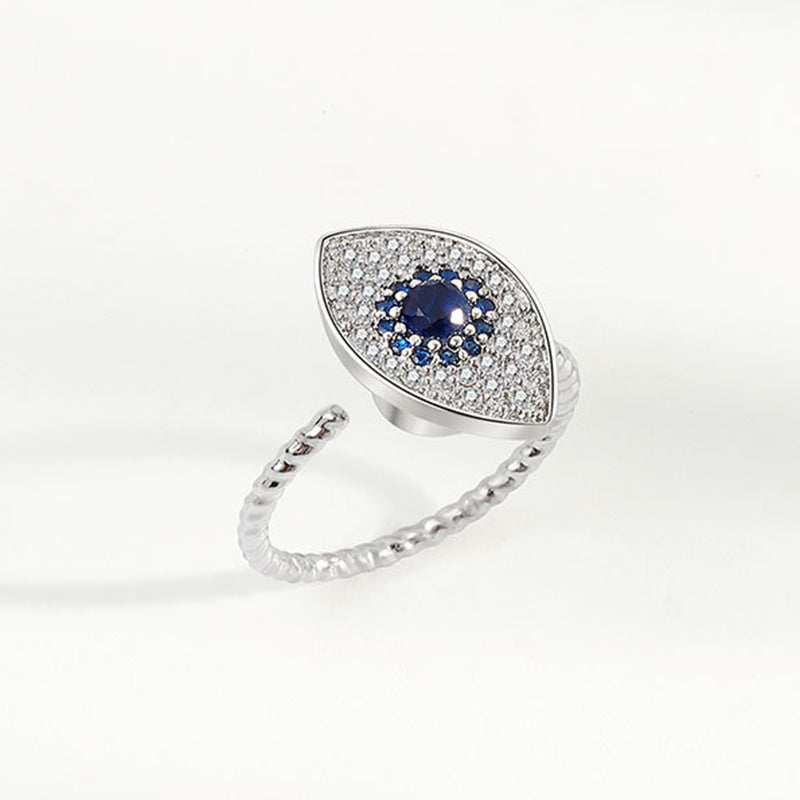 Bague rotative en argent sterling 925 avec protection contre le mauvais œil