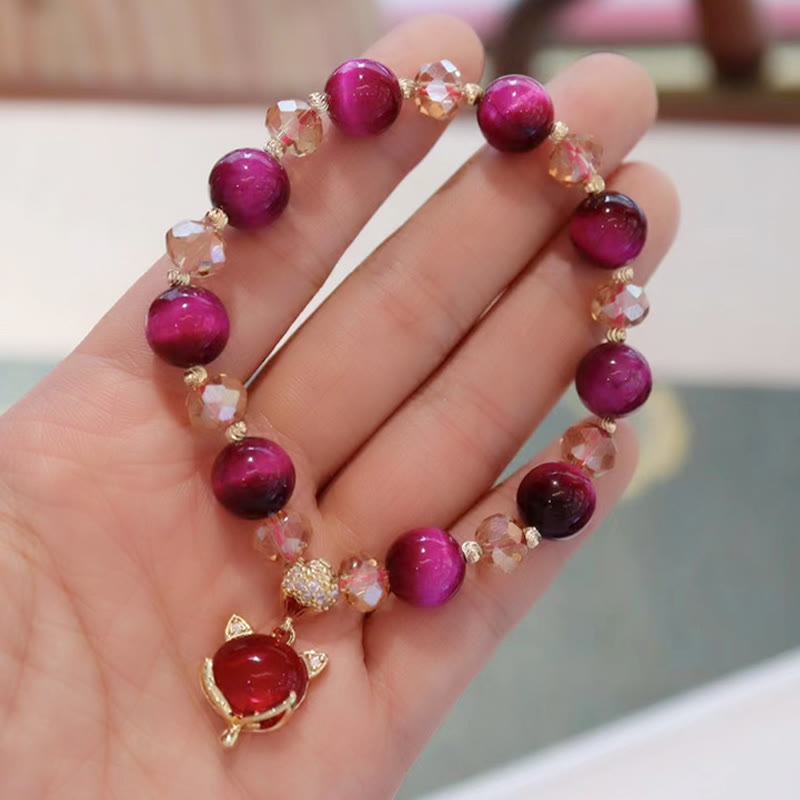 Bracelet de protection et de confiance en soi en œil de tigre rouge PiXiu Fox Buddha Stones - image 6