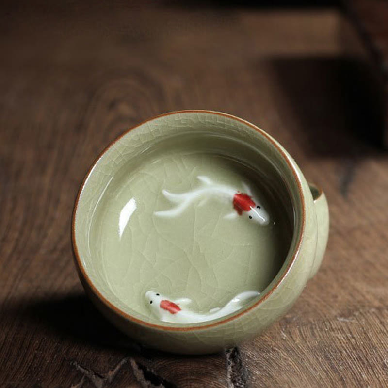 Buddha Stones Poisson Koi Coloré Tasse à Thé en Céramique Tasse à Thé Kung Fu Bol