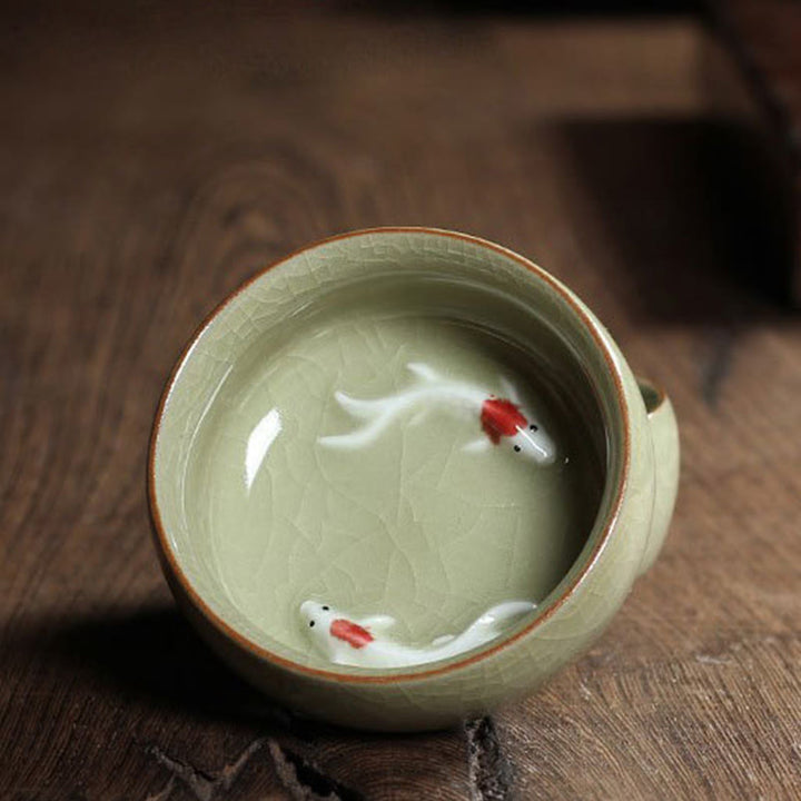 Buddha Stones Poisson Koi Coloré Tasse à Thé en Céramique Tasse à Thé Kung Fu Bol