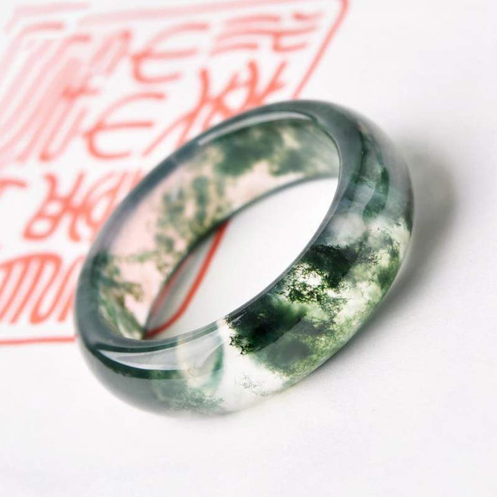 Bague d'équilibre et de guérison en agate mousse avec Buddha Stones - image 9
