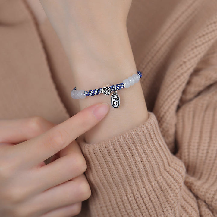 Bracelet porte-bonheur en corde fait main avec Buddha Stones