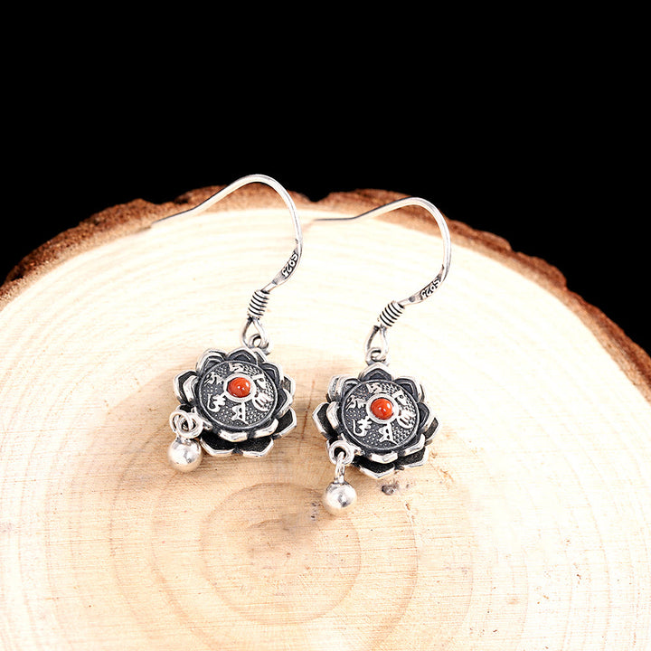Collier pendentif et boucles d'oreilles en argent sterling 925 avec Buddha Stones Om Mani Padme Hum Lotus Peace - image 6