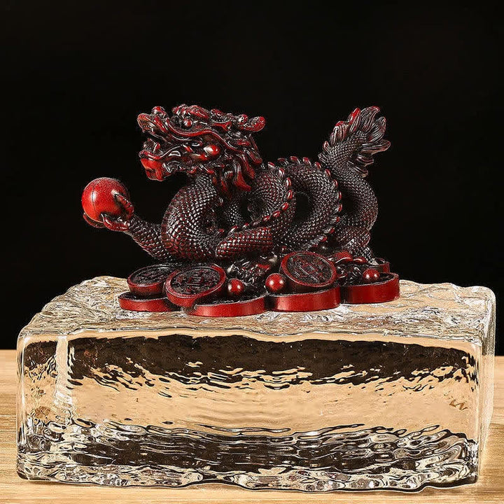 Buddha Stones Feng Shui Dragon Pièce de monnaie en cuivre Richesse Succès Chance Décoration - Rouge foncé - 11 cm x 6 cm x 7 cm - image 10