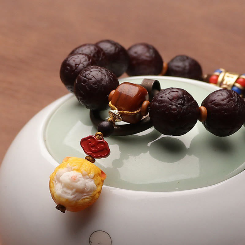 Buddha Stones , graines de Bodhi, porte-bonheur, richesse, pompon, breloque pour poignet