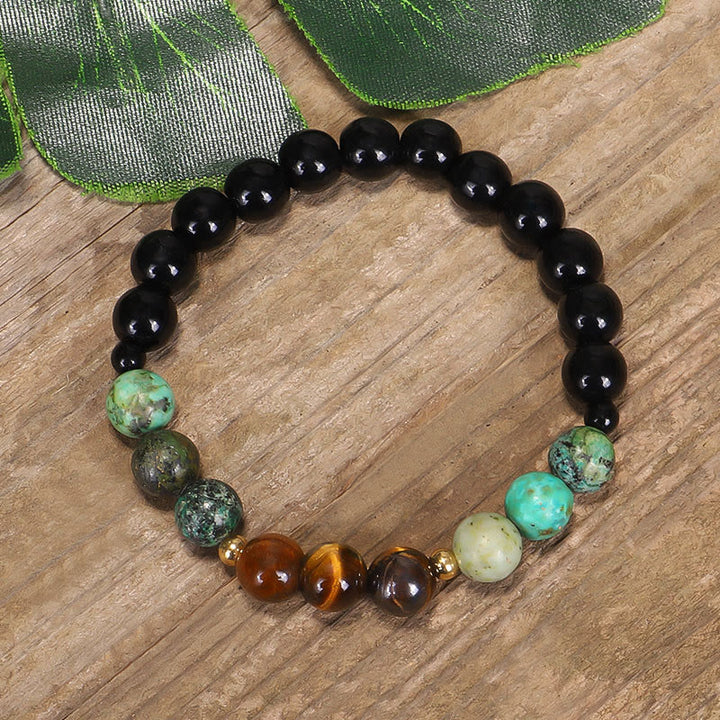 Collier Bracelet Mala 108 Perles Pierre Naturelle Oeil de Tigre Turquoise Protection Force Buddha Stones