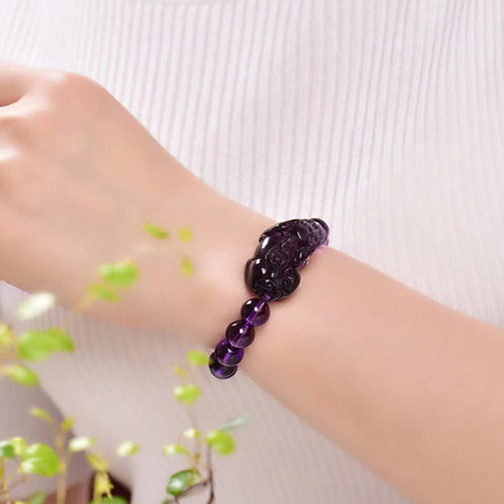 Bracelet Feng Shui en améthyste avec Buddha Stones pour la fortune et la richesse