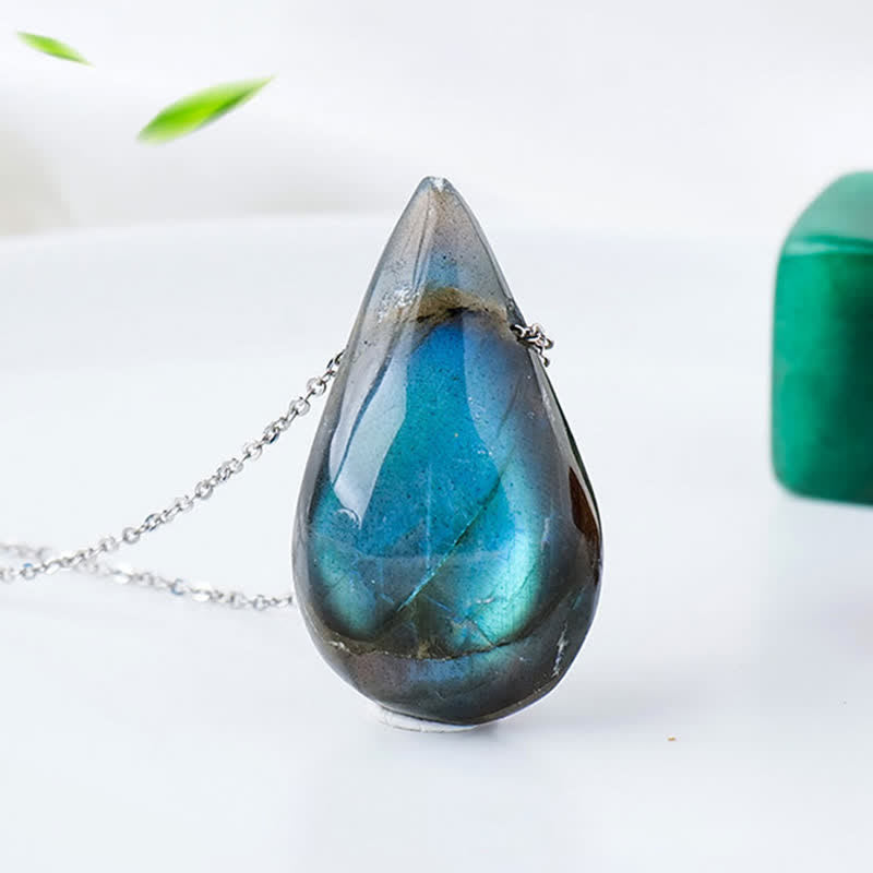 Collier pendentif de guérison en forme de goutte d'eau en labradorite Buddha Stones - image 1