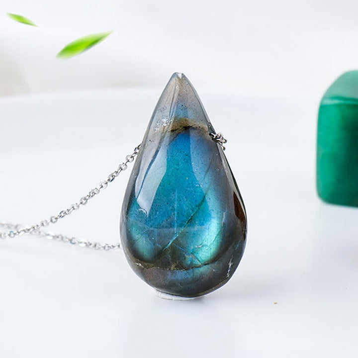 Collier pendentif de guérison en forme de goutte d'eau en labradorite Buddha Stones - image 1
