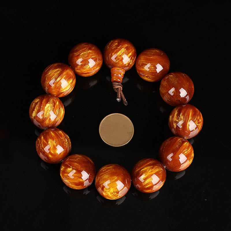 Bracelet Mala positif de réussite en saule de mer doré Buddha Stones