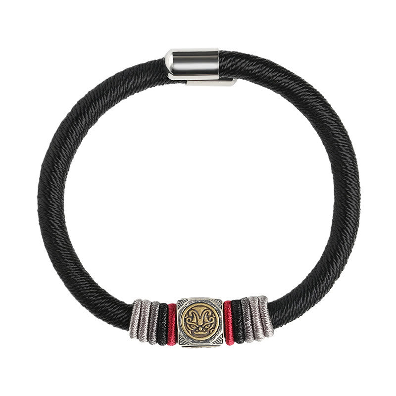 Bracelet en argent sterling 925 Buddha Stones et nœud parfait King Kong