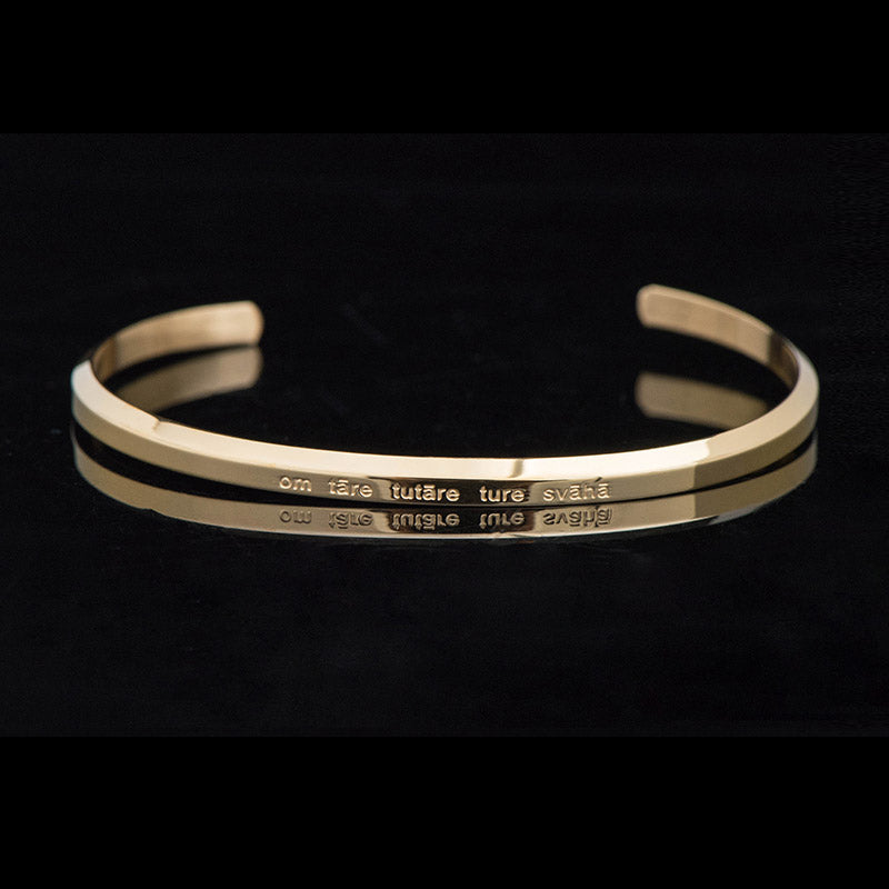 Bracelet de protection et de bénédiction en acier titane gravé avec six mots vrais de Buddha Stones