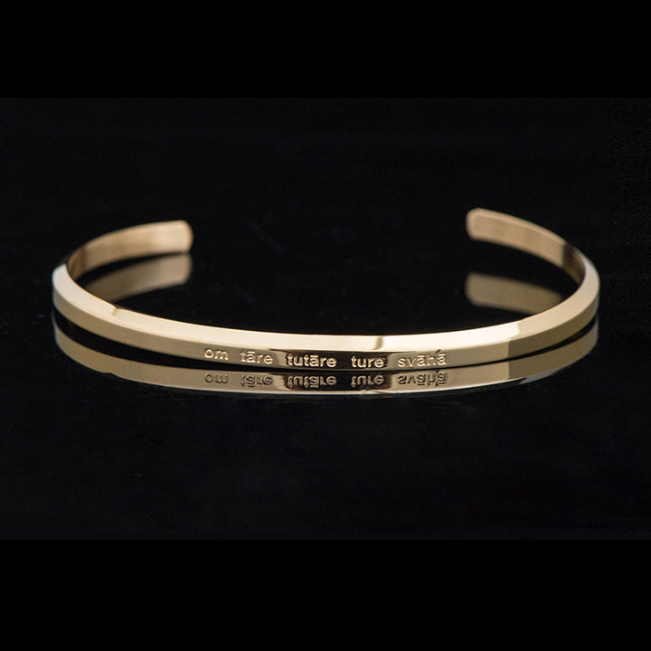 Bracelet de protection et de bénédiction en acier titane gravé avec six mots vrais de Buddha Stones