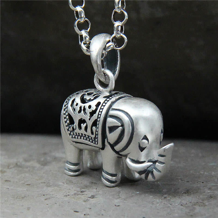 Collier pendentif force éléphant en argent sterling 990 Buddha Stones